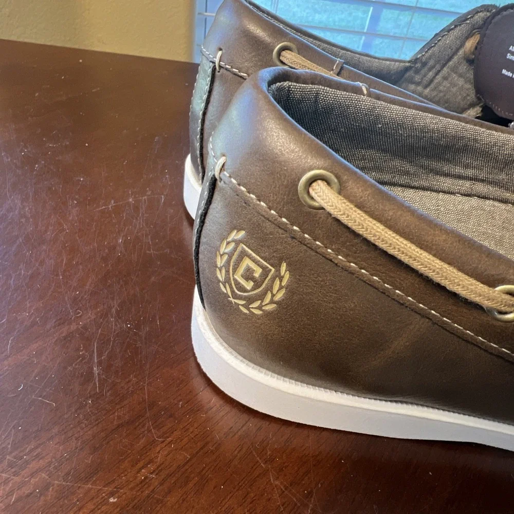 Chaps Benny Boat Shoes Mens Sz 7.5 Brown Cognac Slip On Memory Foam Nautical